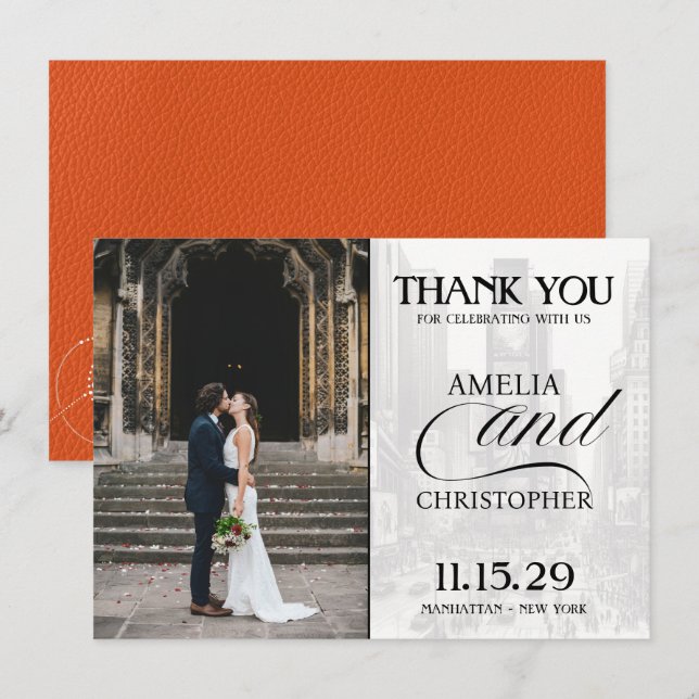 Orange New York City Passport Dankeskarte (Vorne/Hinten)