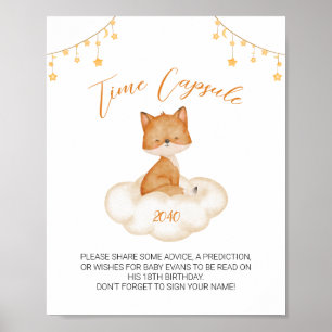 Orange Niedlich Fox Baby Shower Time Kapsel Poster