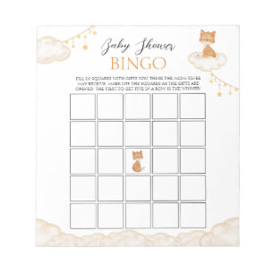 Orange Niedlich Fox Babydusche Bingo Notepad Notizblock