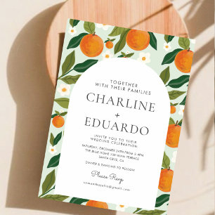 Orange Niedlich Green Summer Wedding QR Code Einladung