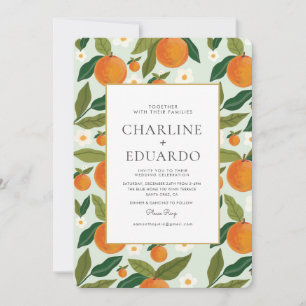 Orange Niedlich Green Summer Wedding QR Code Einladung