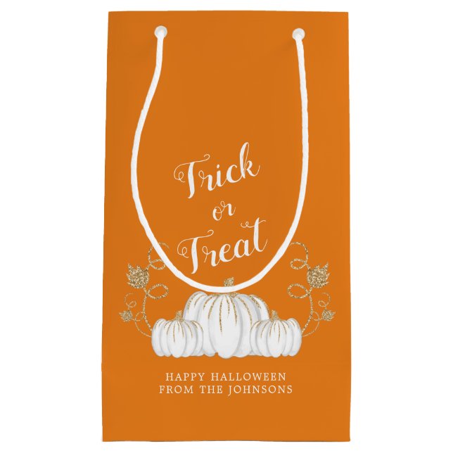 Orange Niedlich Pumpkin Trick oder Treat Halloween Kleine Geschenktüte (Vorderseite)