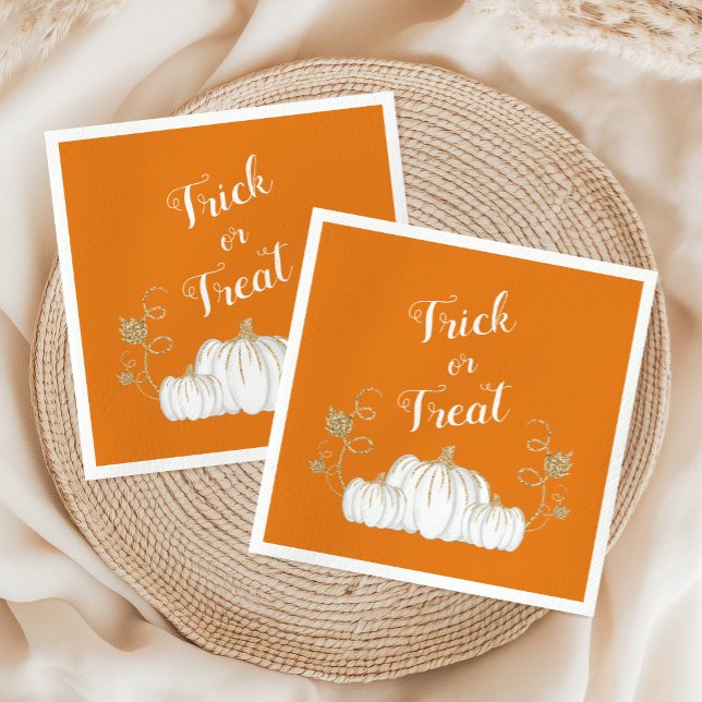 Orange Niedlich Pumpkin Trick oder Treat Halloween Serviette (Orange Cute Pumpkin Trick Or Treat Halloween Napkins)