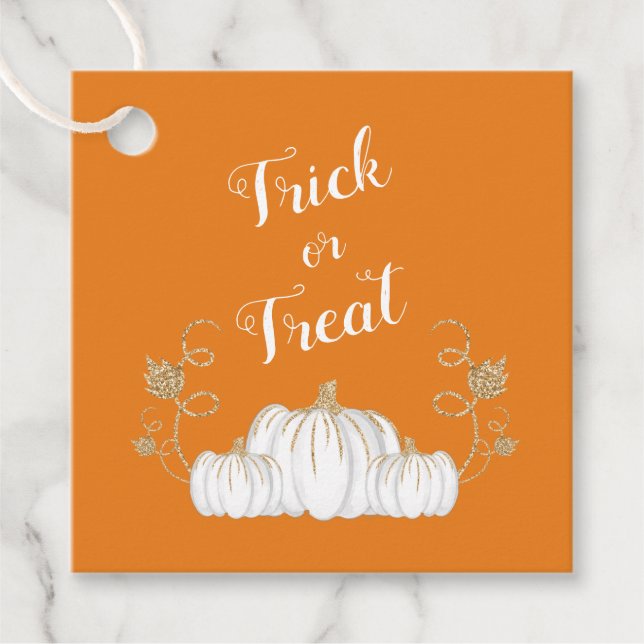 Orange Niedlich Trick oder Treat Pumpkin Halloween Geschenkanhänger (Vorderseite)