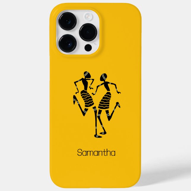 Orange, Niedliche Silhouette Happy Dancers Case-Mate iPhone Hülle (Rückseite)