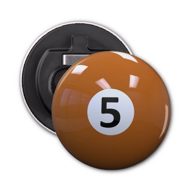 Orange No. 5 Billiard Pool Ball Flaschenöffner (Vorderseite)