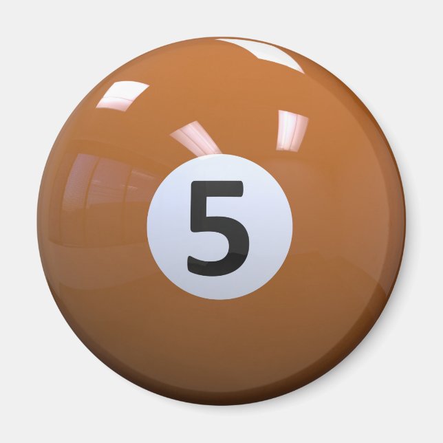 Orange No. 5 Billiard Pool Ball Magnet (Vorne)