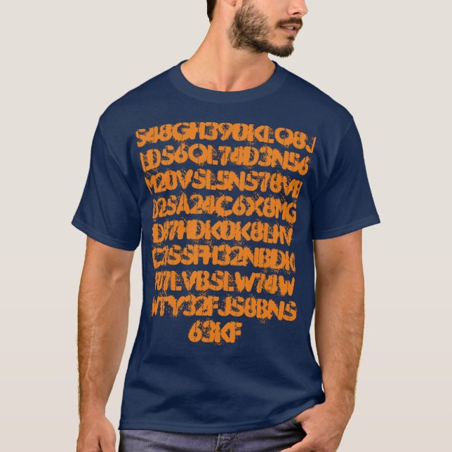 Orange Numbers Buchstaben Funky T - Shirt (Vorderseite)