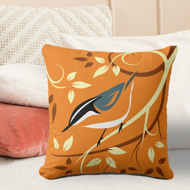 Orange Nuthatch Bird Art Kissen (Von Creator hochgeladen)