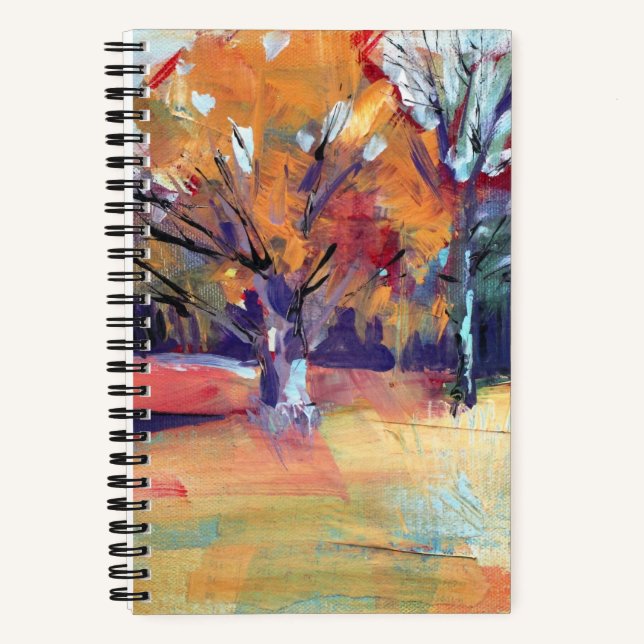 Orange Oak Tree Abstract Landscape Notizbuch (Vorderseite)