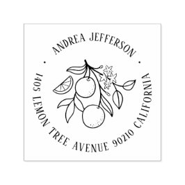 Orange Obst und Blume Individuelle Name Rücksendea Permastempel