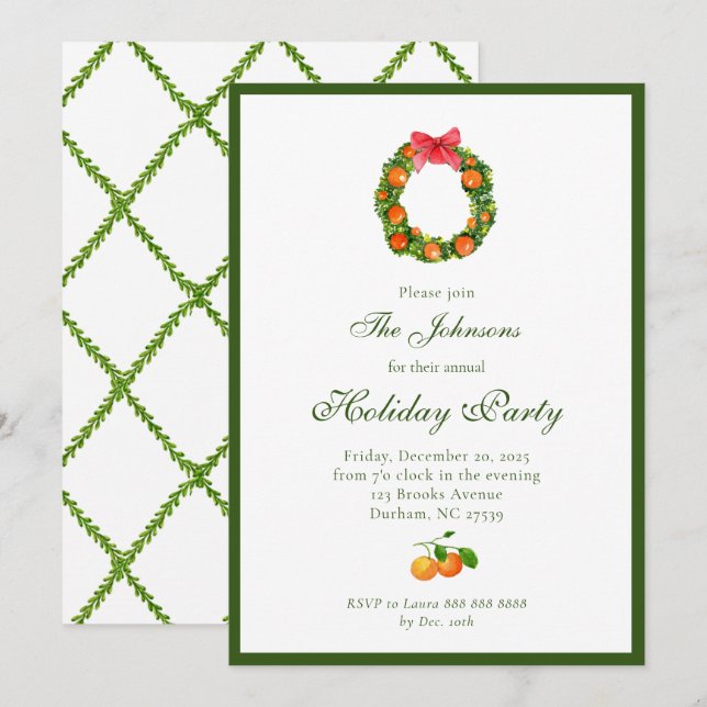 Orange Obstkranz Feiertag Ankündigung (Vorne/Hinten)