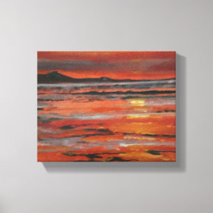 Orange Ocean Sunset Painting Leinwanddruck