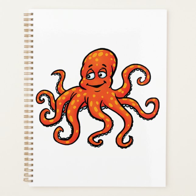 Orange Octopus Cartoon Ocean Sea Creature Planer (Vorderseite)