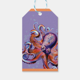 Orange Octopus Geschenkstempel Geschenkanhänger