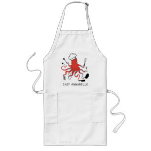 Orange Octopus Koch Personalisieren Long Schürze