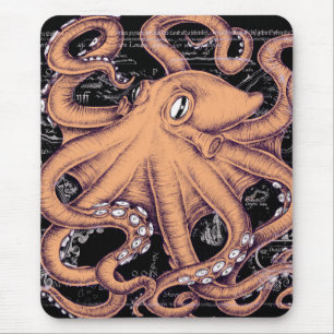 Orange Octopus Tentacels Tinte Mousepad