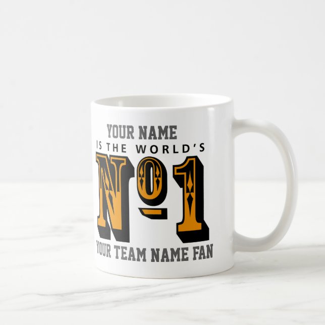 Orange oder Gold Shirts Nummer 1 Fußballfan Tasse (Rechts)