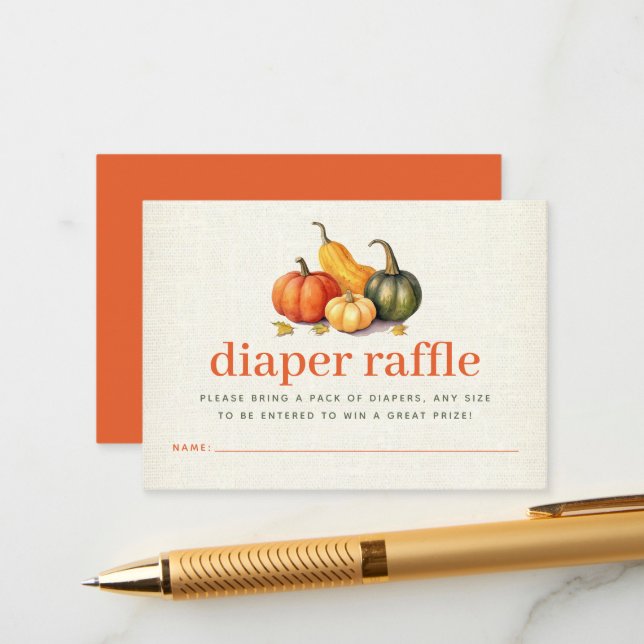 Orange Oh mein Gourd Little Pumpkin Diaper Raffle Begleitkarte (Vorderseite/Rückseite Beispiel)