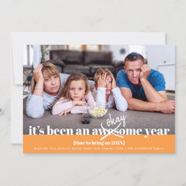 Orange Okay New Year Funny Foto Modernes Bold Feiertagskarte