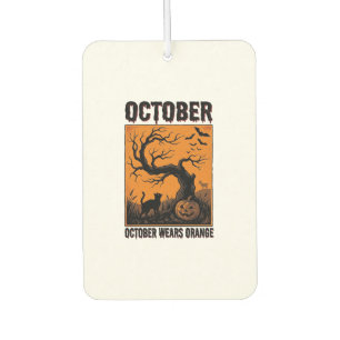 Orange Oktober Halloween Vintage Gruseliges Shirt Autolufterfrischer