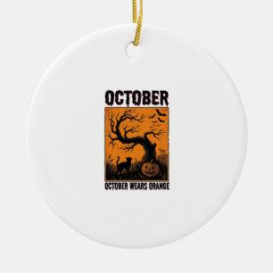Orange Oktober Halloween Vintage Gruseliges Shirt  Keramik Ornament