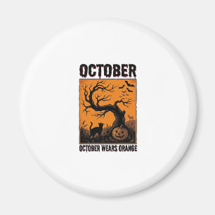Orange Oktober Halloween Vintage Gruseliges Shirt Magnet