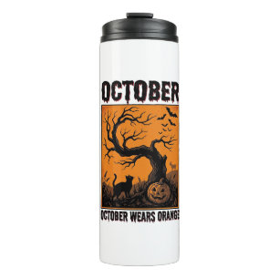 Orange Oktober Halloween Vintage Gruseliges Shirt Thermosbecher