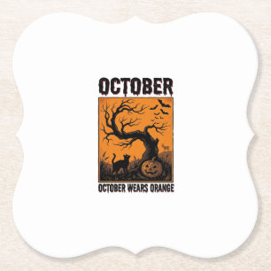 Orange Oktober Halloween Vintage Gruseliges-Shirt- Untersetzer