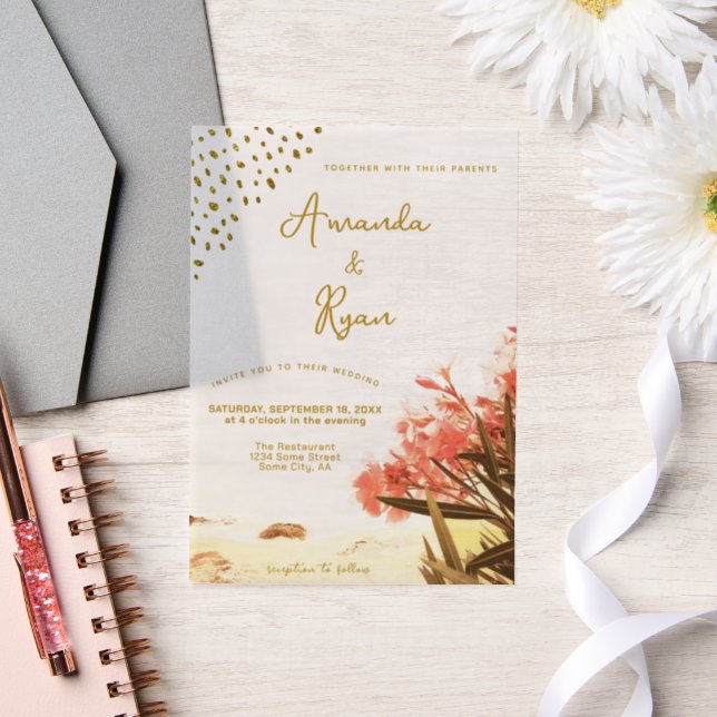 Orange Oleander Blume Beach Glitzer Wedding (Hochzeit)