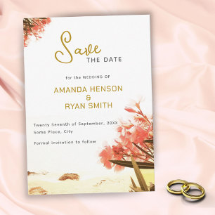 Orange Oleander Blume Beach Wedding Save The Date