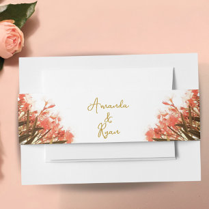 Orange Oleander Blume Floral Wedding Einladung Einladungsbanderole