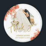 Orange Oleander Blume Foto Vielen Dank für Ihre Ho Magnet<br><div class="desc">Orange Oleander Blume Foto Danke Ihnen Hochzeitsmagnet. Foto Hochzeitsmagnet mit einem Hochzeitsfest Foto,  Braut- und Bräutigamen und Hochzeitstag. Personalisieren Sie Ihre Hochzeit mit Foto und anderen Details. Ein eleganter und floraler Dankeschön Magnet - großartig als Geschenk für Ihre Hochzeitsgäste.</div>