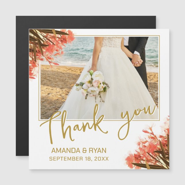 Orange Oleander Blume Foto Vielen Dank für Ihre Ho Magnetkarte (Vorne/Hinten)