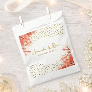 Orange Oleander Blume Gold Glitzer Wedding Geschenktütchen