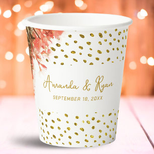 Orange Oleander Blume Gold Glitzer Wedding Pappbecher