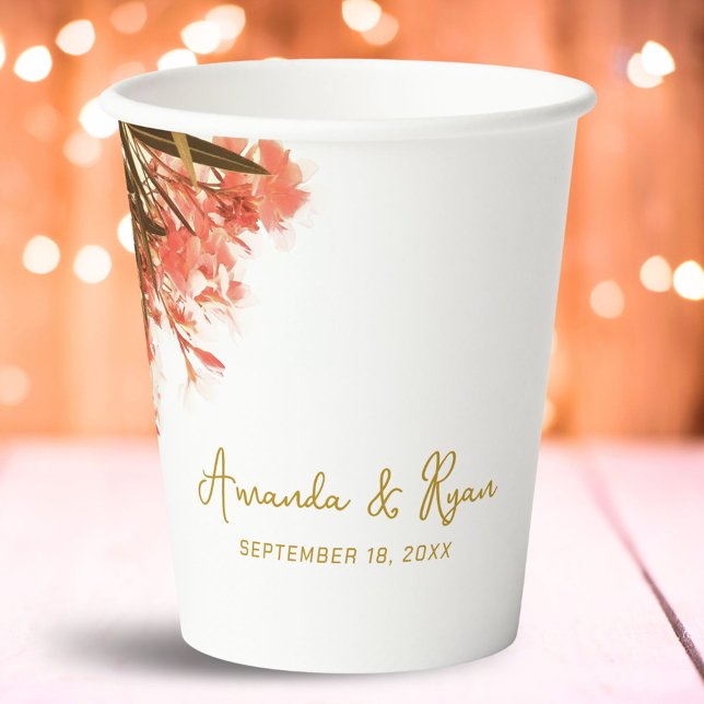 Orange Oleander Blume Hochzeiten Pappbecher (Von Creator hochgeladen)