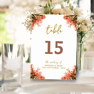 Orange Oleander Blume Wedding Tischnummer