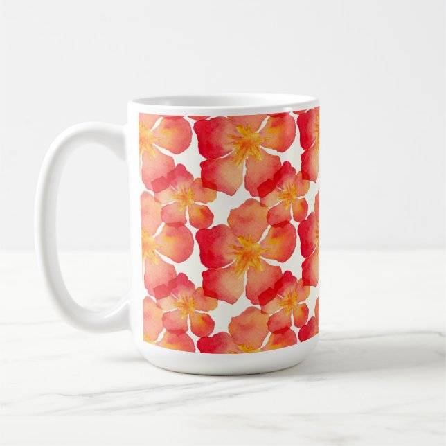 Orange Oleander-Blumenmuster Kaffeetasse (Links)