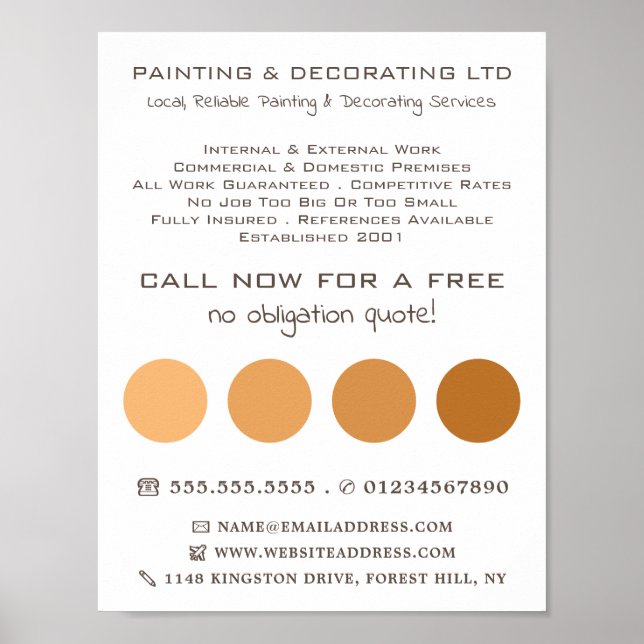 Orange Ombre Circles, Painter & Decorator Poster (Vorne)