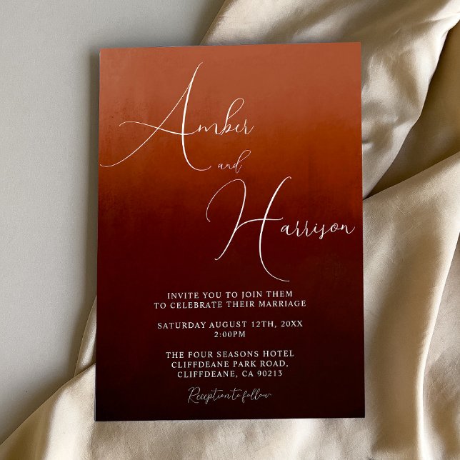 Orange Ombre Dark Glamour Boho Wedding Invitation Einladung (Von Creator hochgeladen)