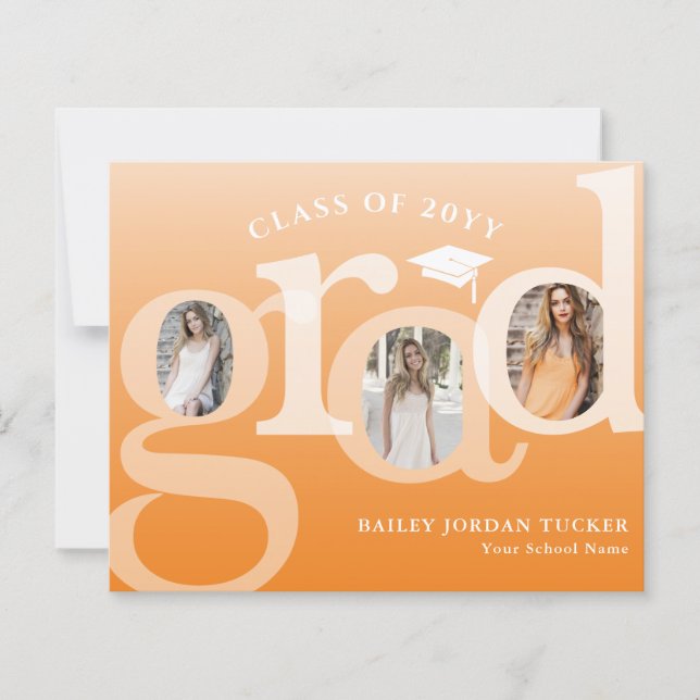 Orange Ombre GRAD Budget Abschluss Ankündigung (Vorderseite)