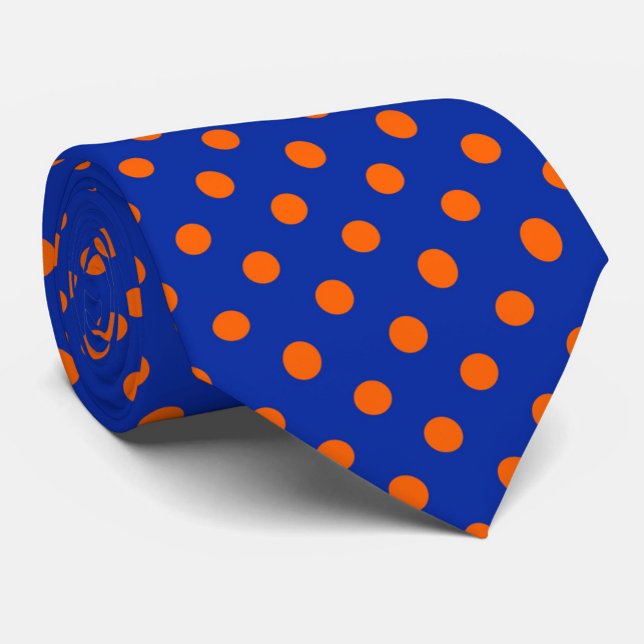 Orange On Blue Polka Dots Pattern Design  Krawatte (Von Creator hochgeladen)
