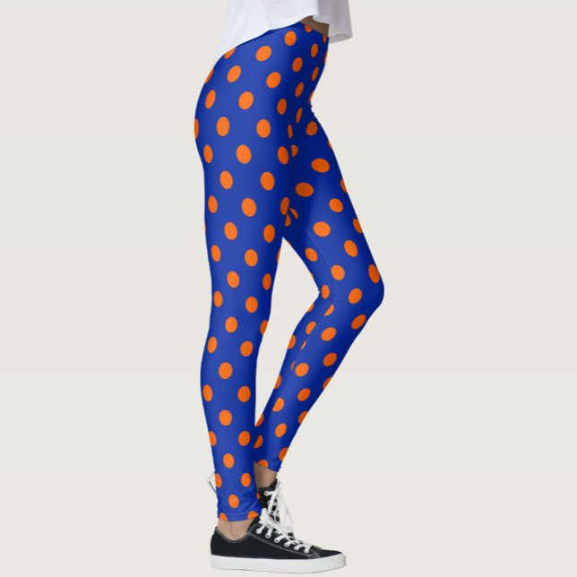 Orange On Blue Polka Dots Pattern Design  Leggings (Von Creator hochgeladen)
