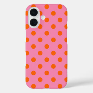 Orange on Pink Polka Dots Design iPhone 16 Hülle