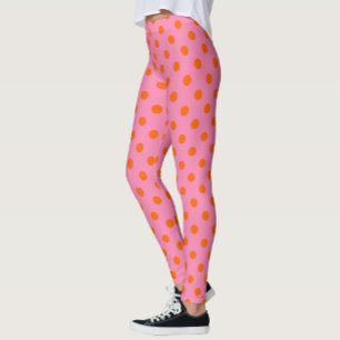 Orange on Pink Polka Dots Design Leggings