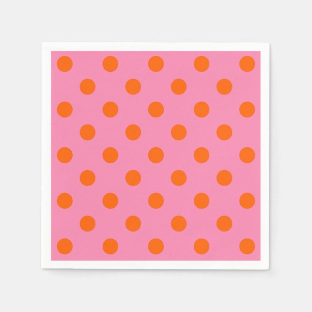 Orange on Pink Polka Dots Design Serviette (Vorderseite)