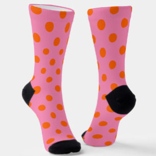 Orange on Pink Polka Dots Design Socken
