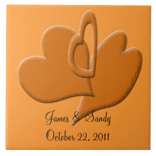 Orange Orange Herz Art Connection Custom Fliese