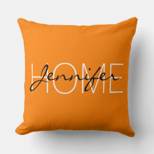 Orange (orange) Zuhause-Monogramm Kissen